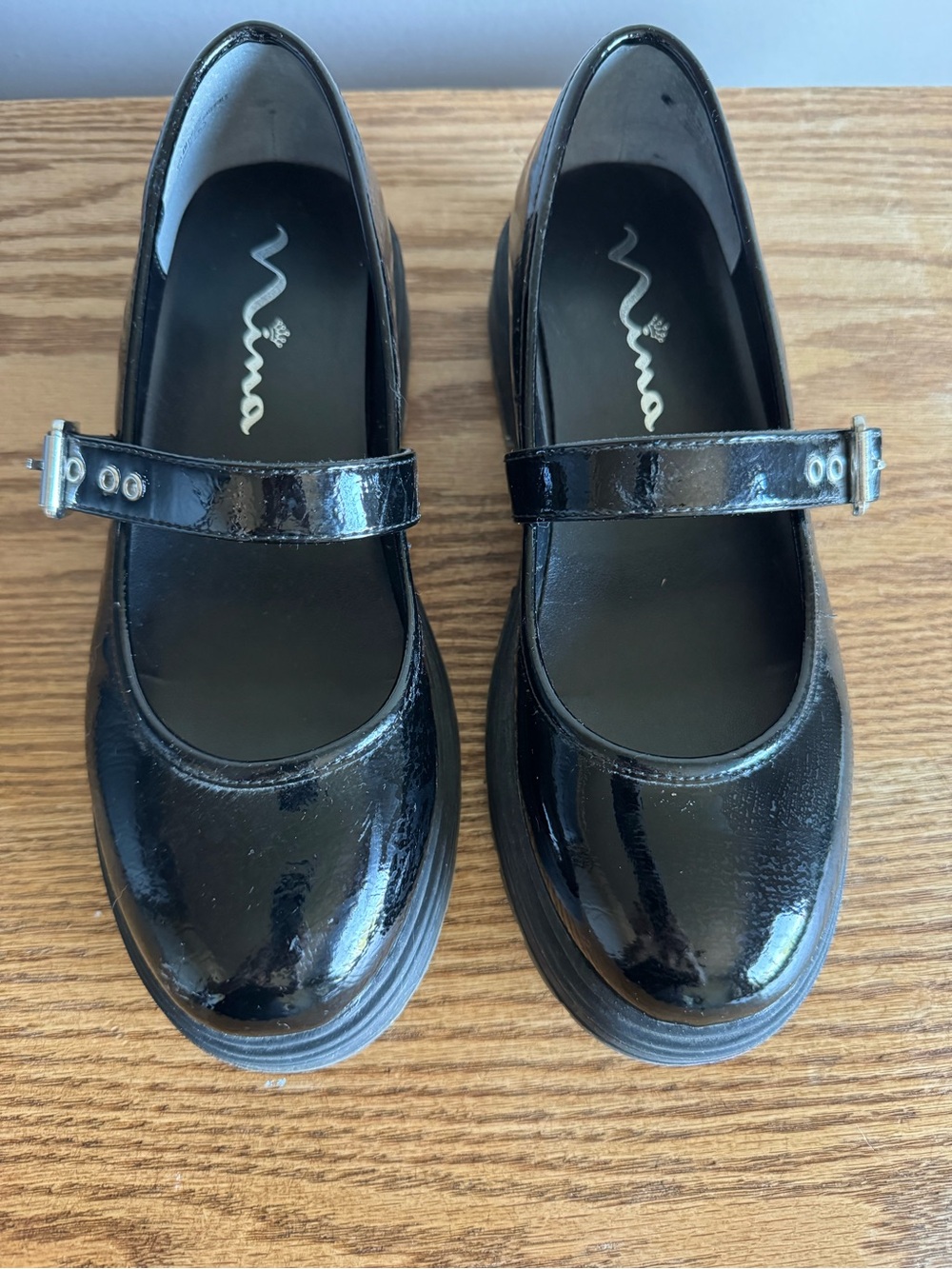 Nina Girls Black Patent Mary Jane Shoes